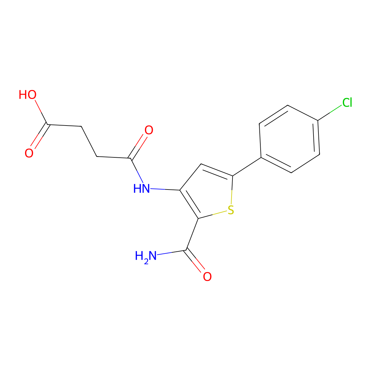 N-[2-Carbamoyl-5-(4-chloro-phenyl)-thiophen-3-yl]-succinamic acid molecular structure, CAS 676995-91-8
