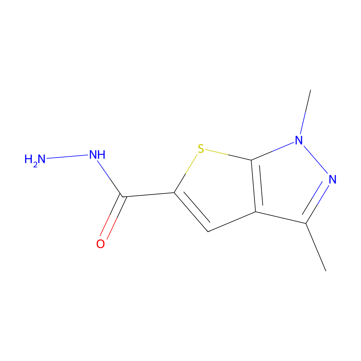 1,3-dimethyl-1H-thieno[2,3-c]pyrazole-5-carbohydrazide molecular structure, CAS 676997-68-5