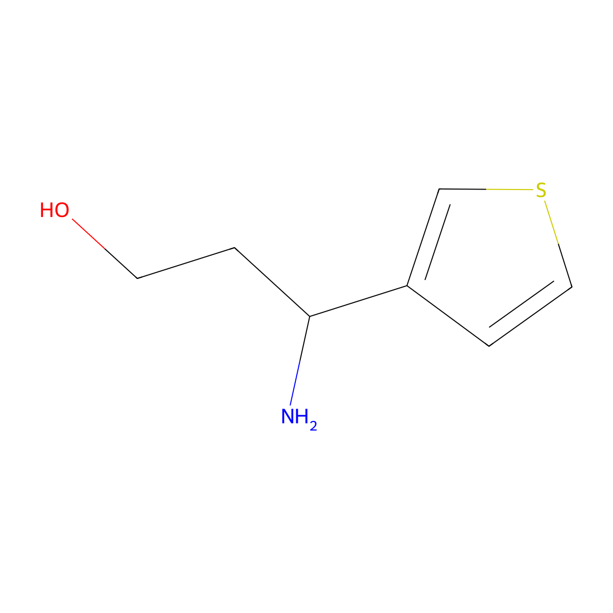 3-Amino-3-(thiophen-3-yl)propan-1-ol molecular structure, CAS 677006-14-3