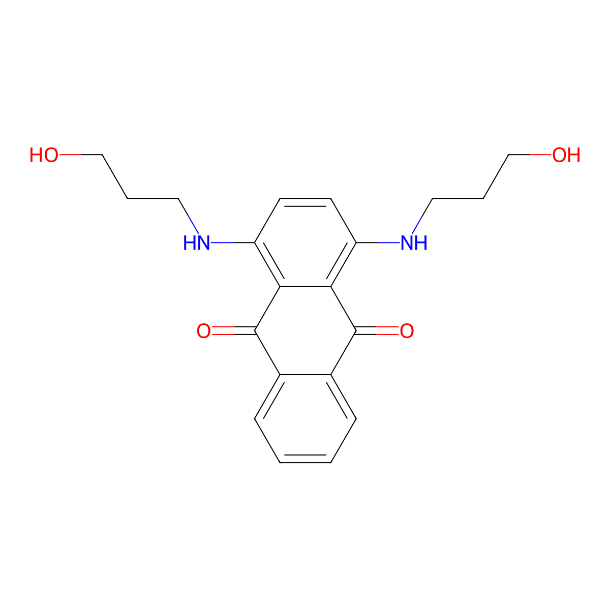 1,4-Bis((3-hydroxypropyl)amino)anthraquinone molecular structure, CAS 67701-36-4