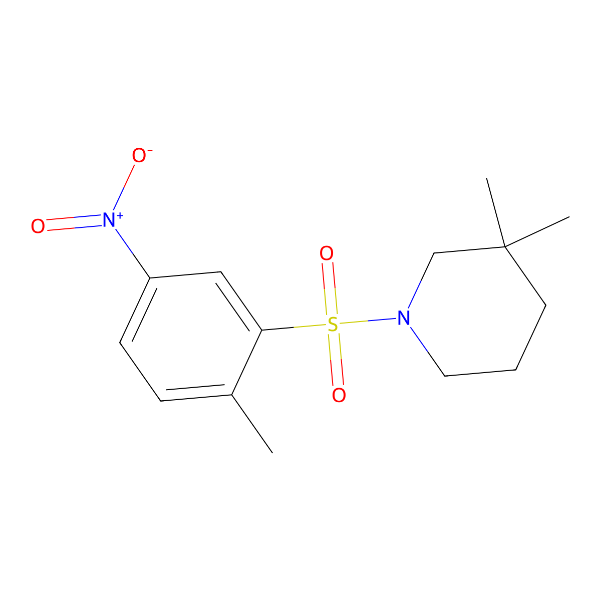 3,3-Dimethyl-1-(2-methyl-5-nitrophenyl)sulfonylpiperidine molecular structure, CAS 677012-76-9