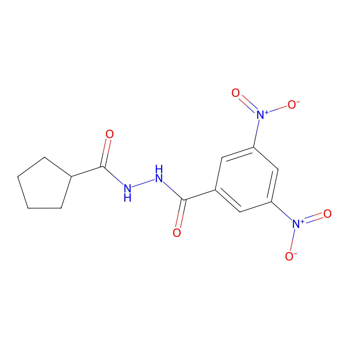 N'-(cyclopentylcarbonyl)-3,5-dinitrobenzohydrazide molecular structure, CAS 677012-93-0