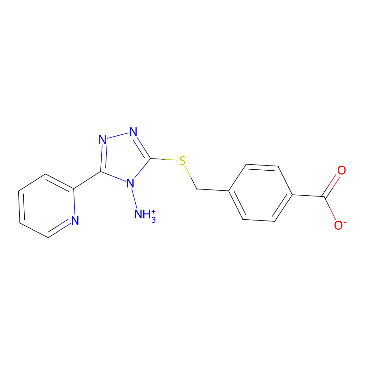 4-[(4-Azaniumyl-5-pyridin-2-yl-1,2,4-triazol-3-yl)sulfanylmethyl]benzoate molecular structure, CAS 677013-30-8