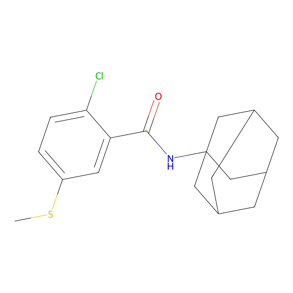 N-(1-adamantyl)-2-chloro-5-methylsulfanylbenzamide molecular structure, CAS 677013-58-0
