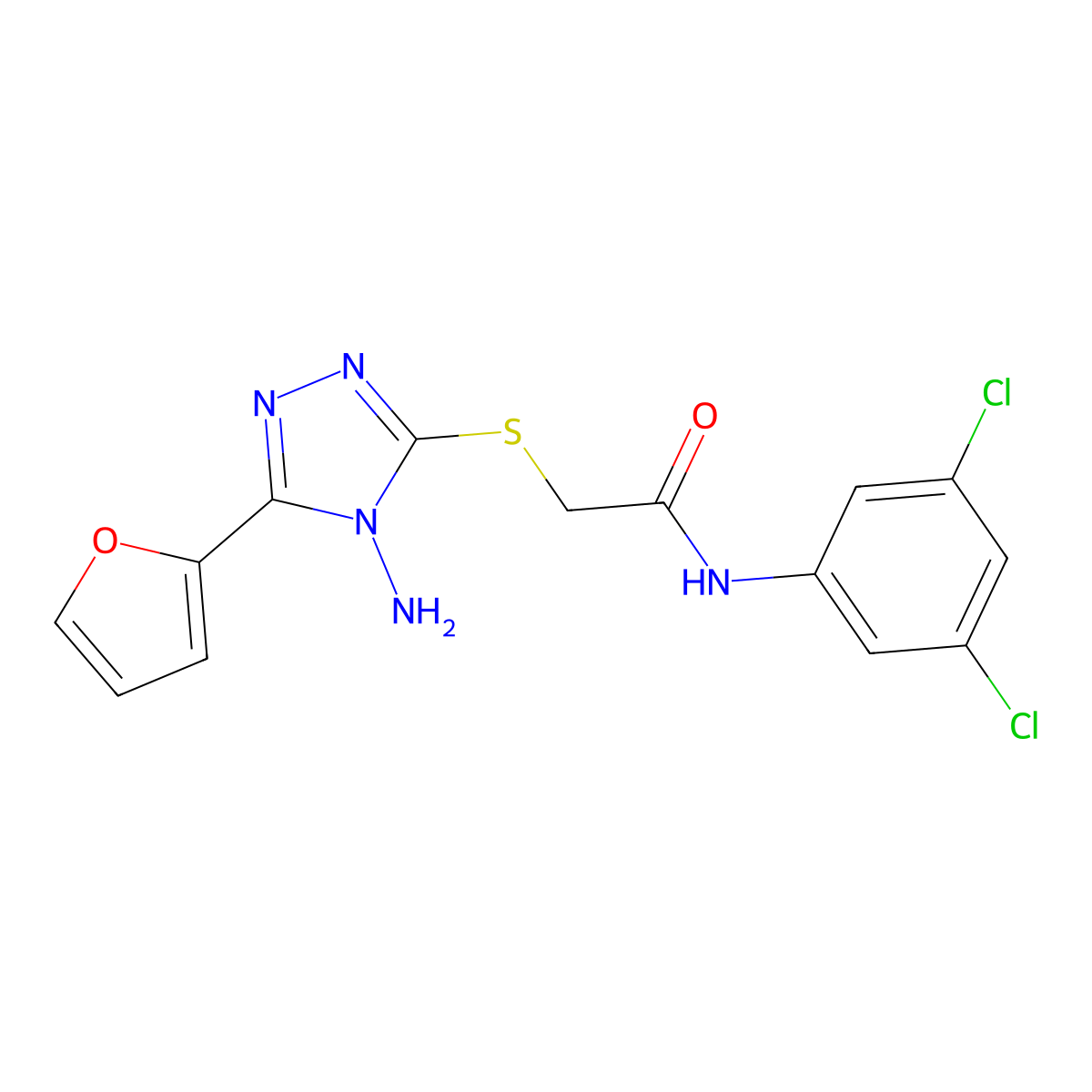 2-[[4-amino-5-(furan-2-yl)-1,2,4-triazol-3-yl]sulfanyl]-N-(3,5-dichlorophenyl)acetamide molecular structure, CAS 677014-76-5