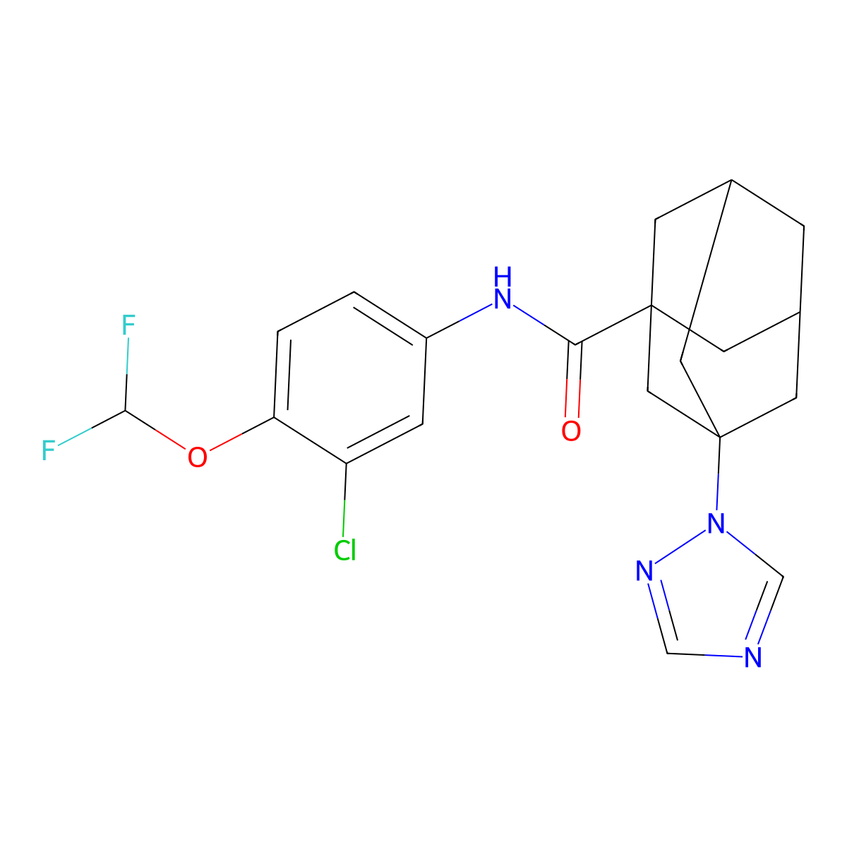 N-[3-chloro-4-(difluoromethoxy)phenyl]-3-(1,2,4-triazol-1-yl)adamantane-1-carboxamide molecular structure, CAS 677015-05-3