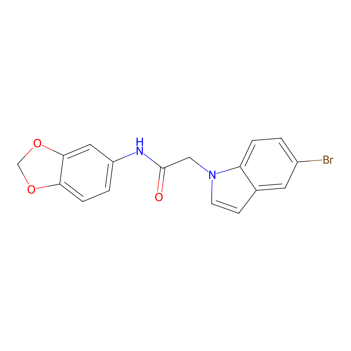N-(1,3-benzodioxol-5-yl)-2-(5-bromo-1H-indol-1-yl)acetamide molecular structure, CAS 677015-33-7