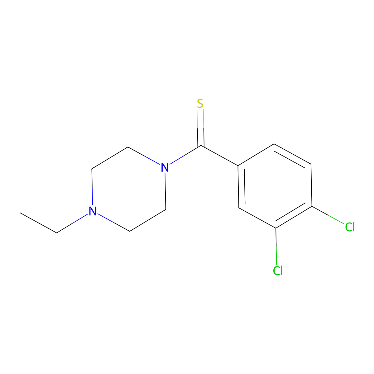 1-(3,4-Dichlorobenzothioyl)-4-ethylpiperazine molecular structure, CAS 677016-02-3