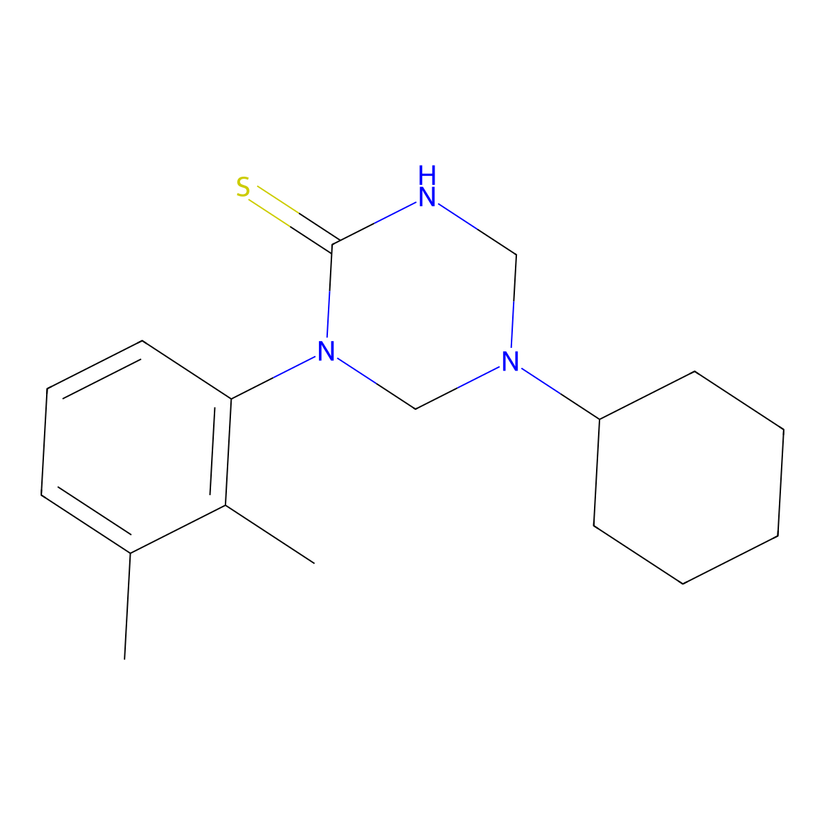 5-Cyclohexyl-1-(2,3-dimethylphenyl)-1,3,5-triazinane-2-thione molecular structure, CAS 677023-54-0