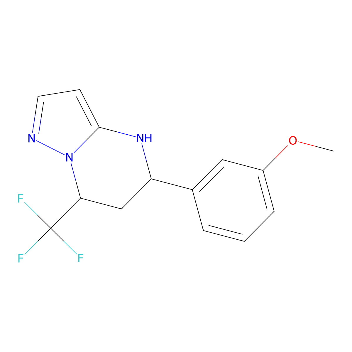 5-(3-Methoxyphenyl)-7-(trifluoromethyl)-4,5,6,7-tetrahydropyrazolo[1,5-a]pyrimidine molecular structure, CAS 677024-32-7