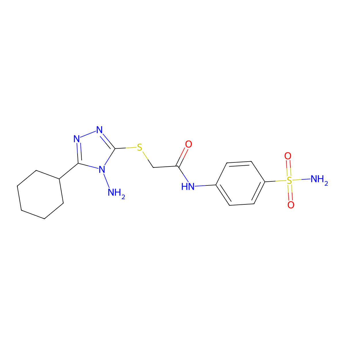 2-[(4-amino-5-cyclohexyl-4H-1,2,4-triazol-3-yl)sulfanyl]-N-(4-sulfamoylphenyl)acetamide molecular structure, CAS 677024-51-0