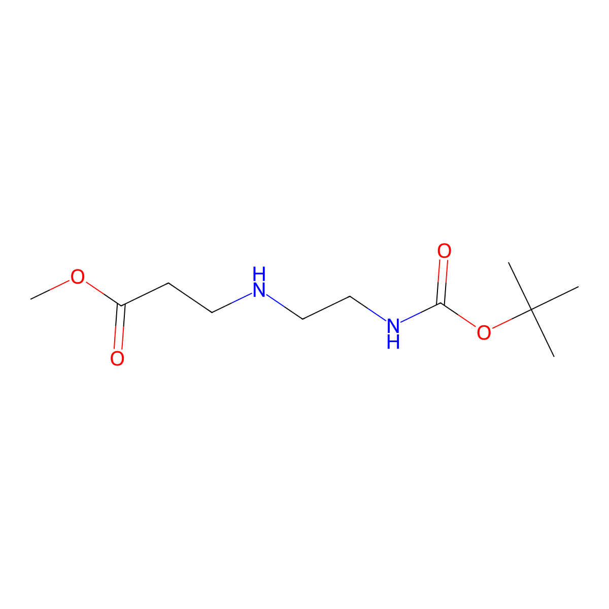 Methyl 3-((2-((tert-butoxycarbonyl)amino)ethyl)amino)propanoate molecular structure, CAS 677028-32-9