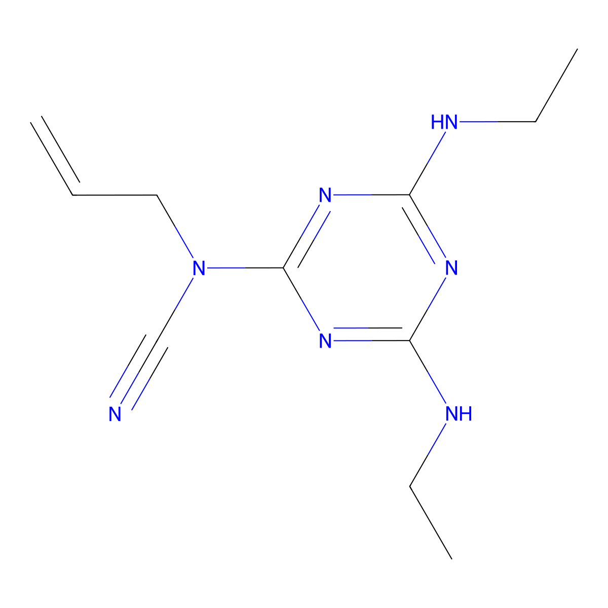 [4,6-Bis(ethylamino)-1,3,5-triazin-2-yl]prop-2-en-1-ylcyanamide molecular structure, CAS 67704-76-1