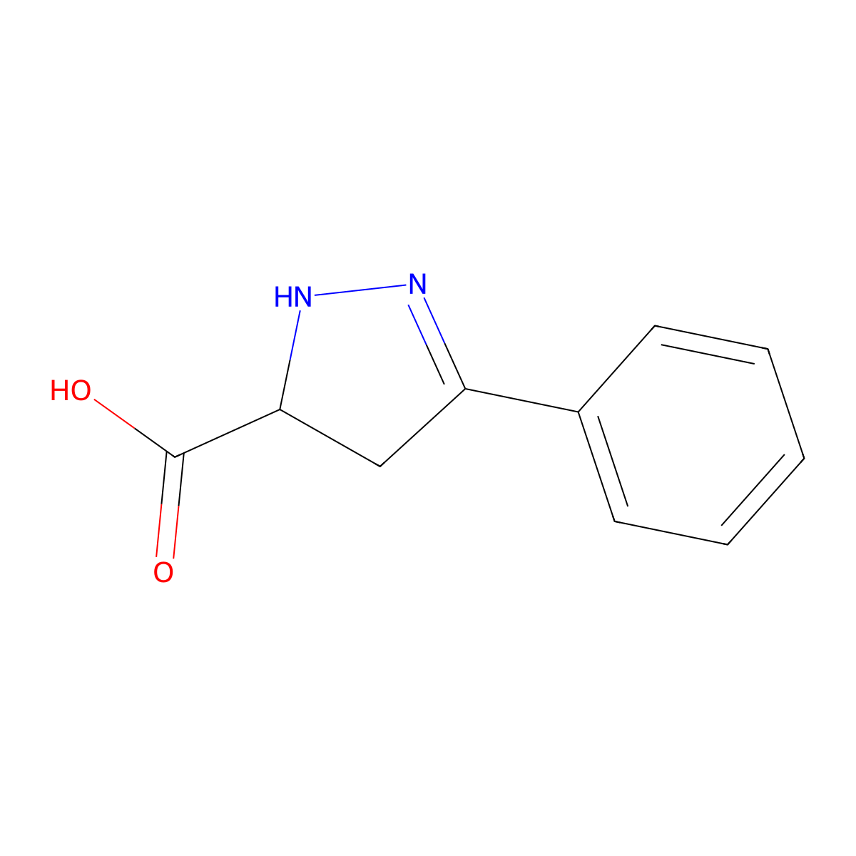 3-Phenyl-4,5-dihydro-1H-pyrazole-5-carboxylic acid molecular structure, CAS 67718-46-1