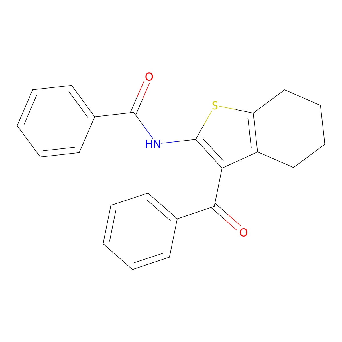 N-(3-benzoyl-4,5,6,7-tetrahydro-1-benzothiophen-2-yl)benzamide molecular structure, CAS 67718-59-6