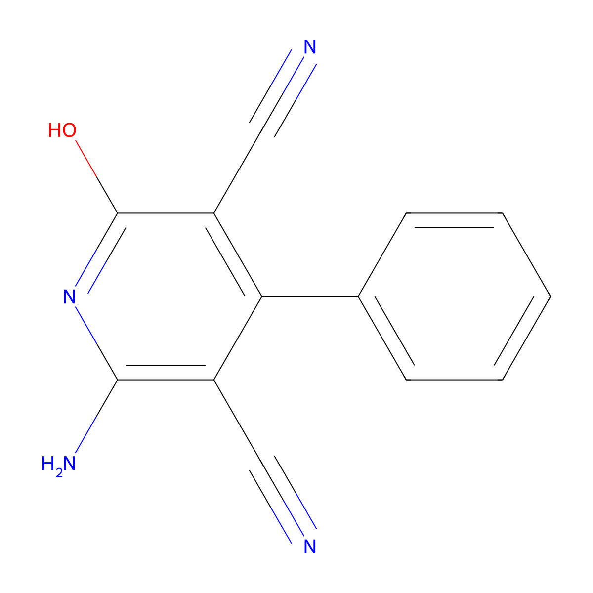 6-Amino-2-oxo-4-phenyl-1,2-dihydropyridine-3,5-dicarbonitrile molecular structure, CAS 67720-42-7