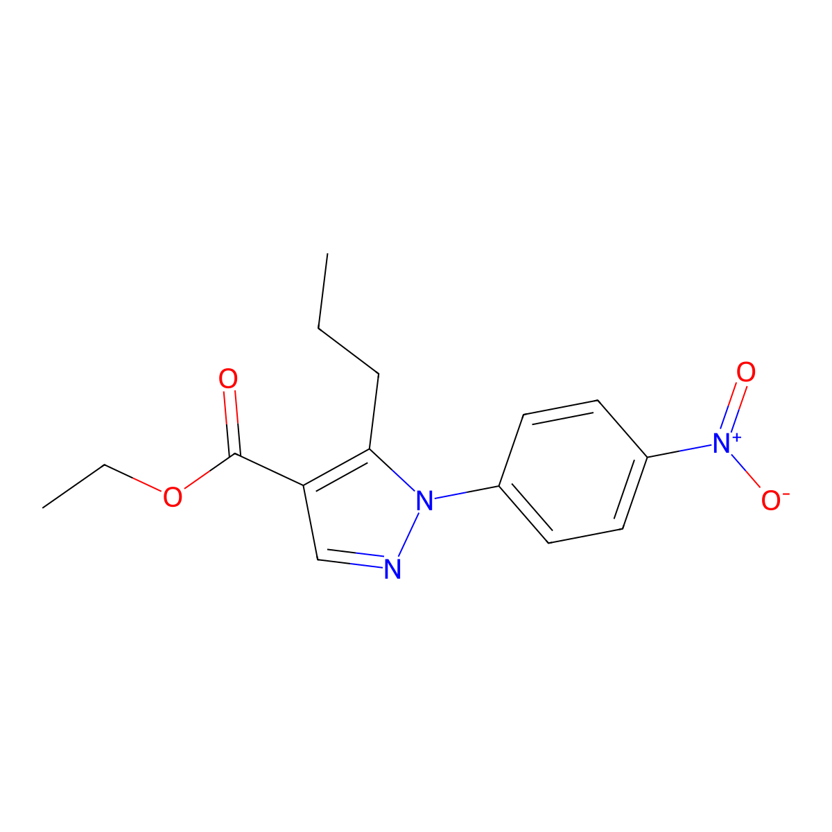 ethyl 1-(4-nitrophenyl)-5-propyl-1H-pyrazole-4-carboxylate molecular structure, CAS 677277-07-5