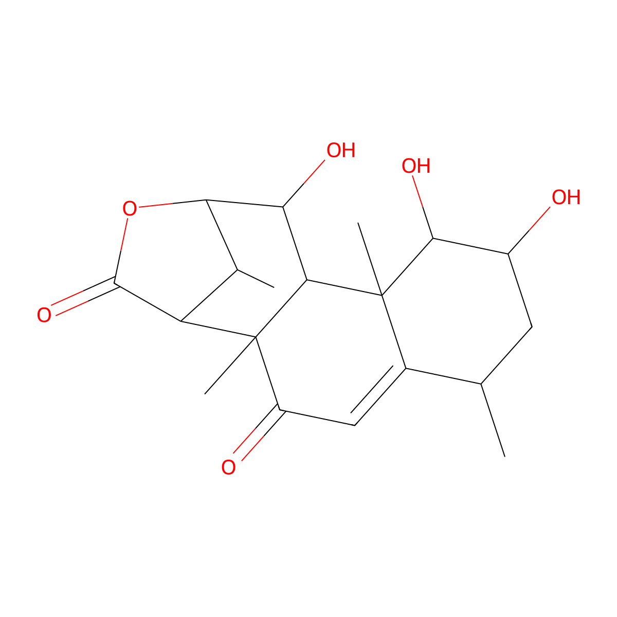 8,9,12-Trihydroxy-2,6,10,16-tetramethyl-14-oxatetracyclo[11.2.1.02,11.05,10]hexadec-4-ene-3,15-dione molecular structure, CAS 677291-51-9
