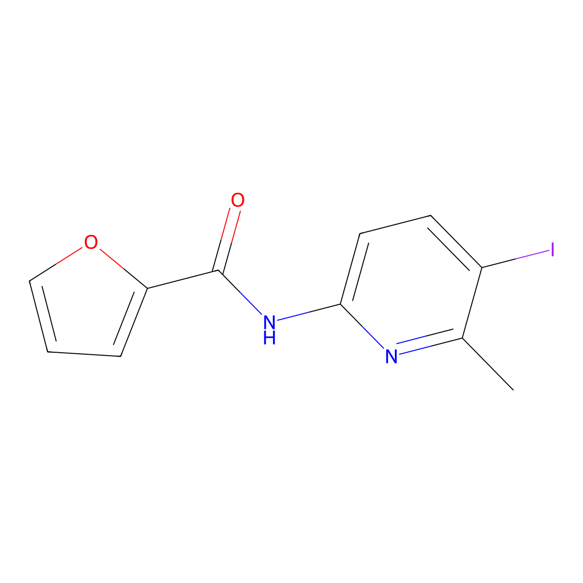 N-(5-iodo-6-methylpyridin-2-yl)furan-2-carboxamide molecular structure, CAS 677301-97-2