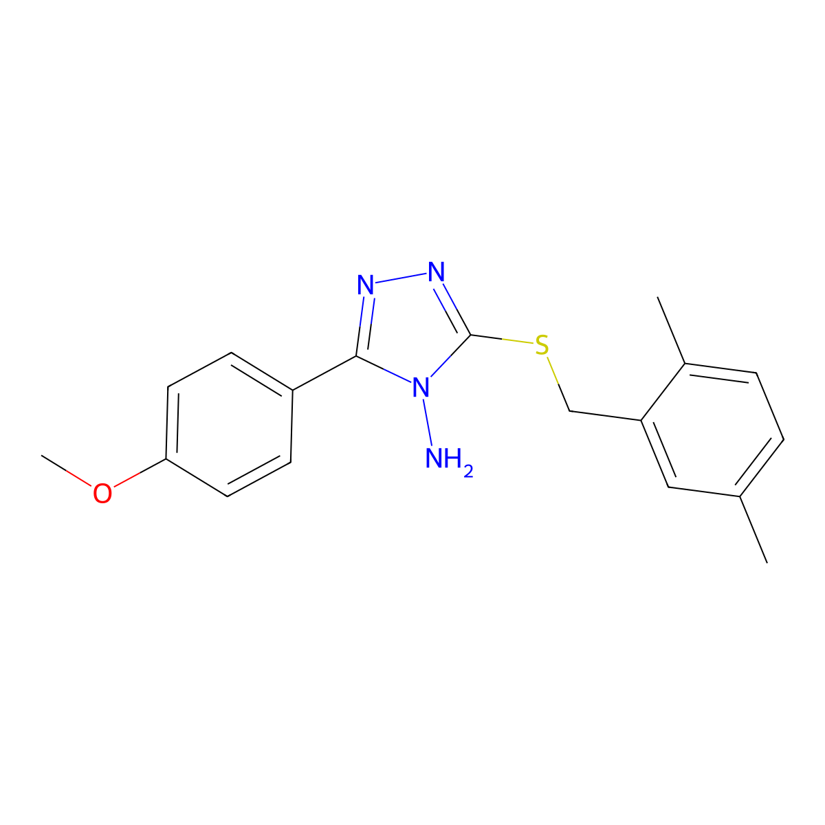 3-(2,5-Dimethyl-benzylsulfanyl)-5-(4-methoxy-phenyl)-[1,2,4]triazol-4-ylamine molecular structure, CAS 677302-01-1