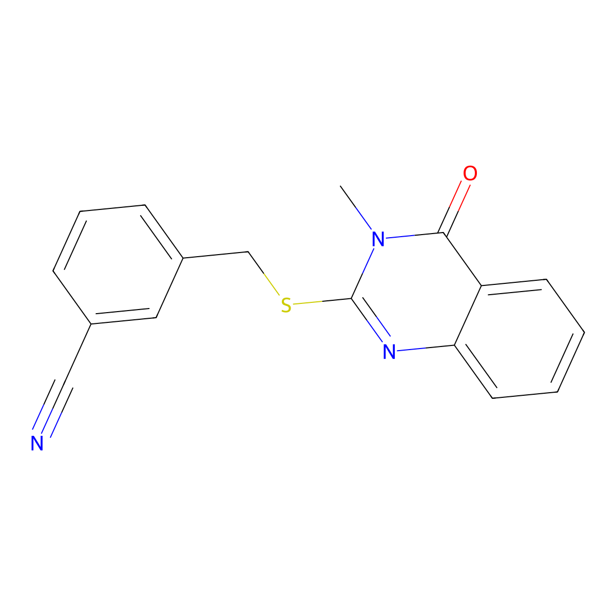 3-[(3-Methyl-4-oxoquinazolin-2-yl)sulfanylmethyl]benzonitrile molecular structure, CAS 677302-23-7