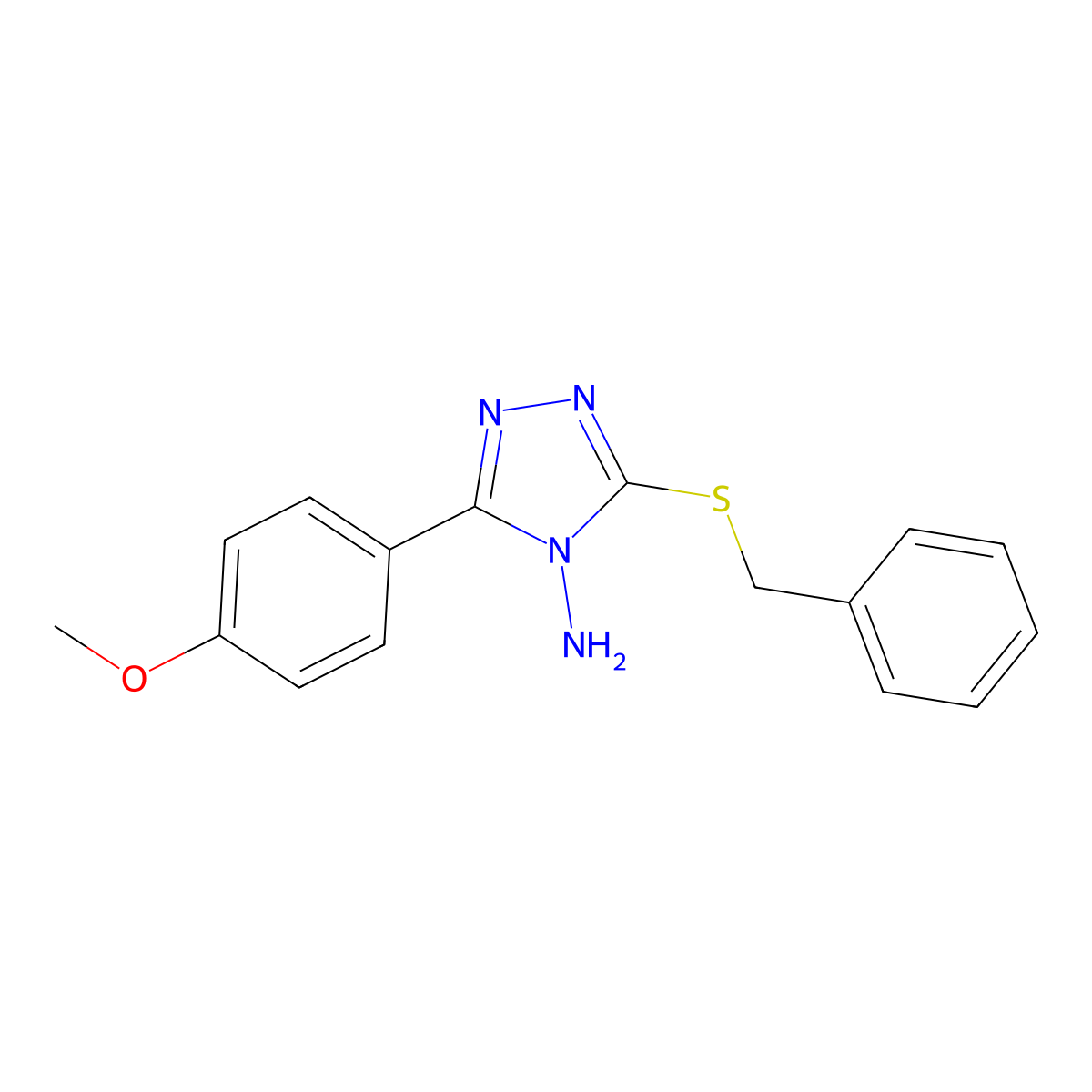 3-(benzylsulfanyl)-5-(4-methoxyphenyl)-4H-1,2,4-triazol-4-amine molecular structure, CAS 677302-29-3