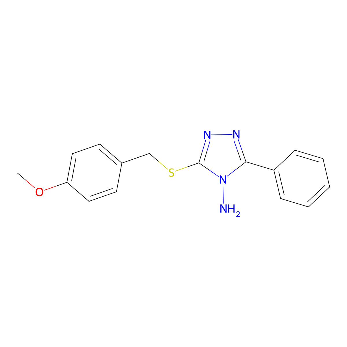 3-((4-Methoxybenzyl)thio)-5-phenyl-4H-1,2,4-triazol-4-amine molecular structure, CAS 677302-34-0