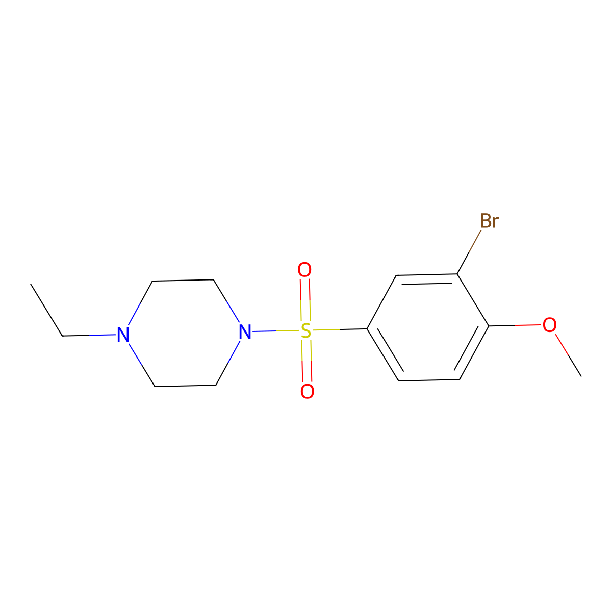 1-((3-Bromo-4-methoxyphenyl)sulfonyl)-4-ethylpiperazine molecular structure, CAS 677303-98-9