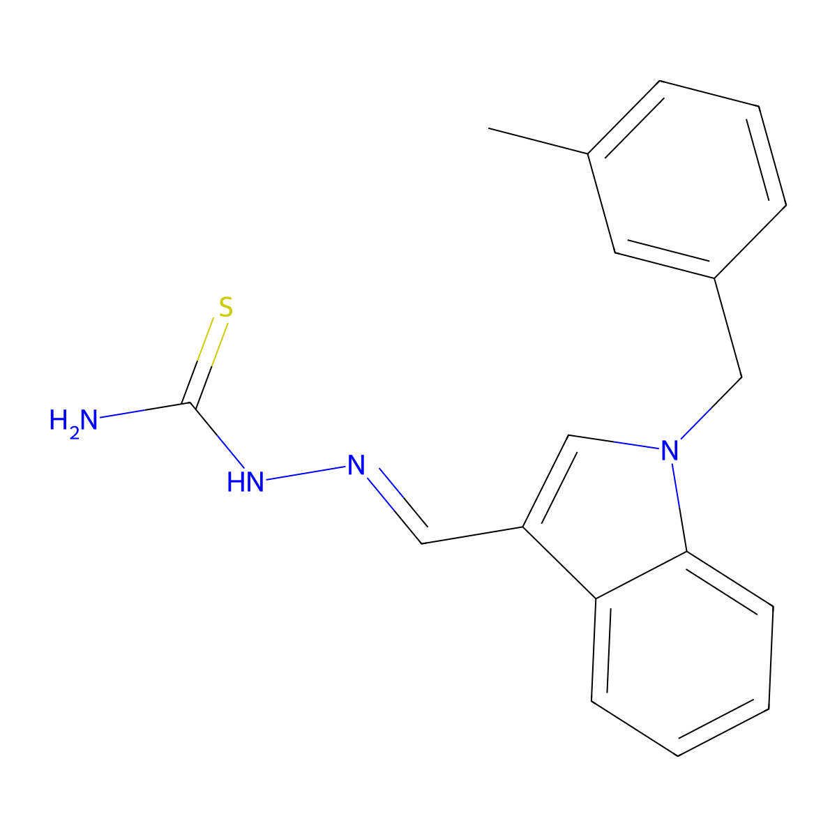 1-(3-Methylbenzyl)indole-3-carboxaldehyde thiosemicarbazone molecular structure, CAS 677304-77-7