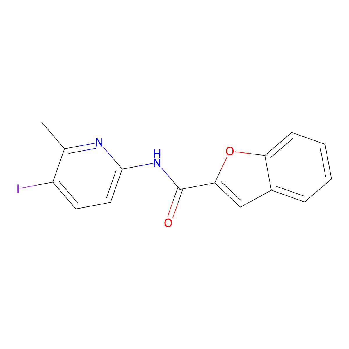 N-(5-iodo-6-methylpyridin-2-yl)-1-benzofuran-2-carboxamide molecular structure, CAS 677305-64-5