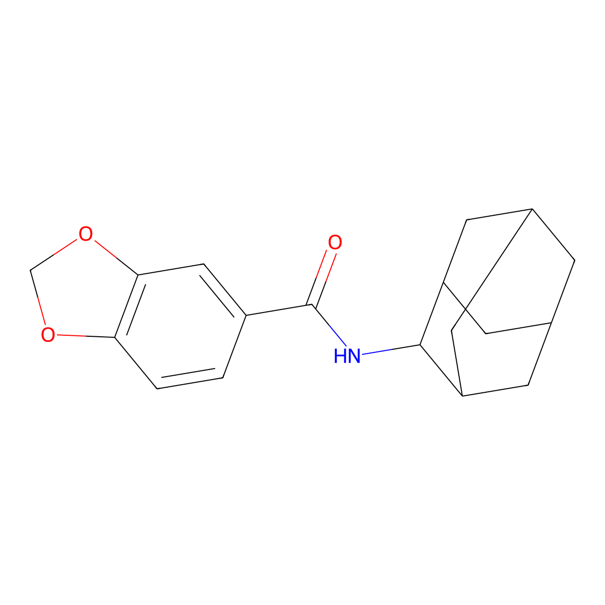N-(2-adamantyl)-1,3-benzodioxole-5-carboxamide molecular structure, CAS 677306-14-8