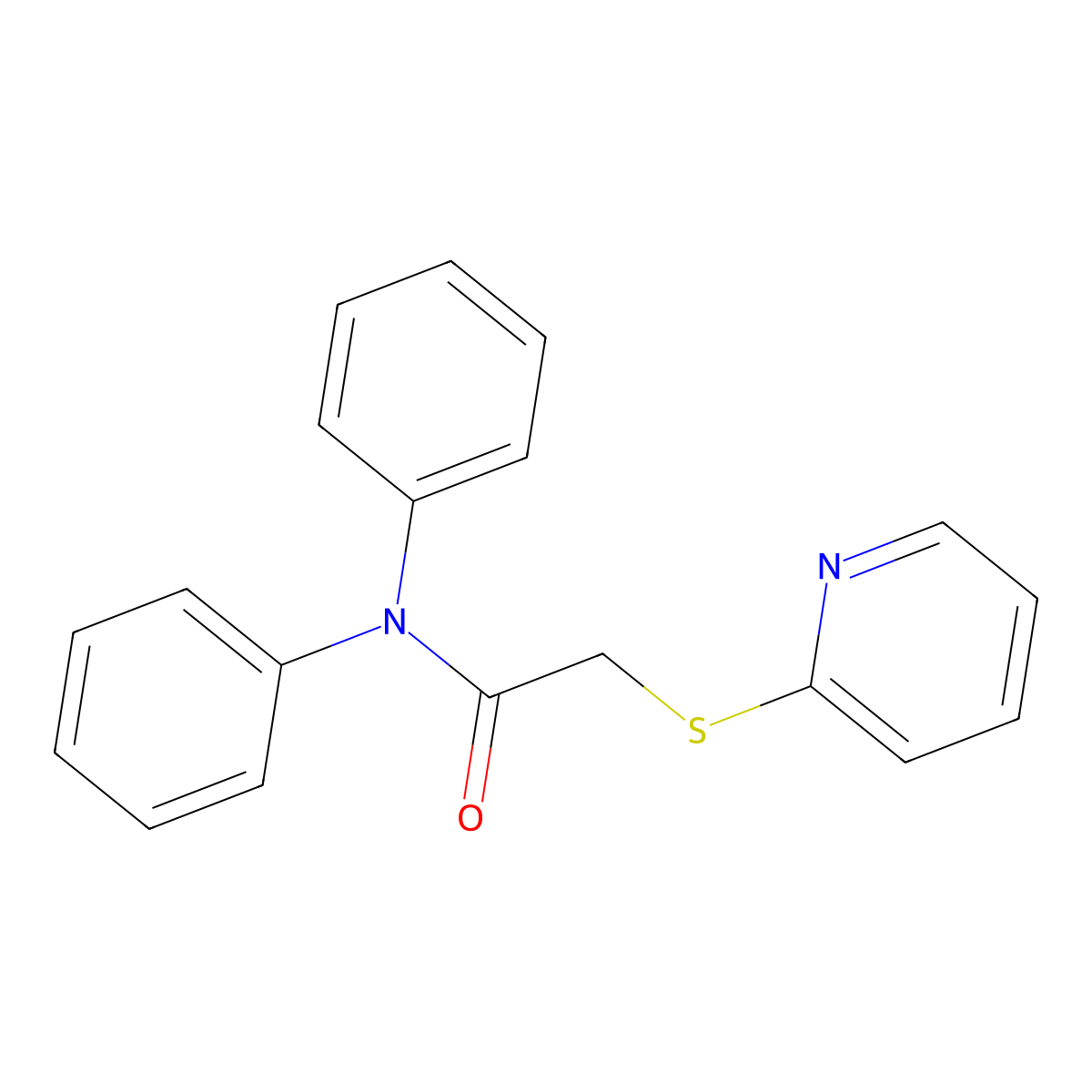 N,N-diphenyl-2-pyridin-2-ylsulfanylacetamide molecular structure, CAS 677306-26-2