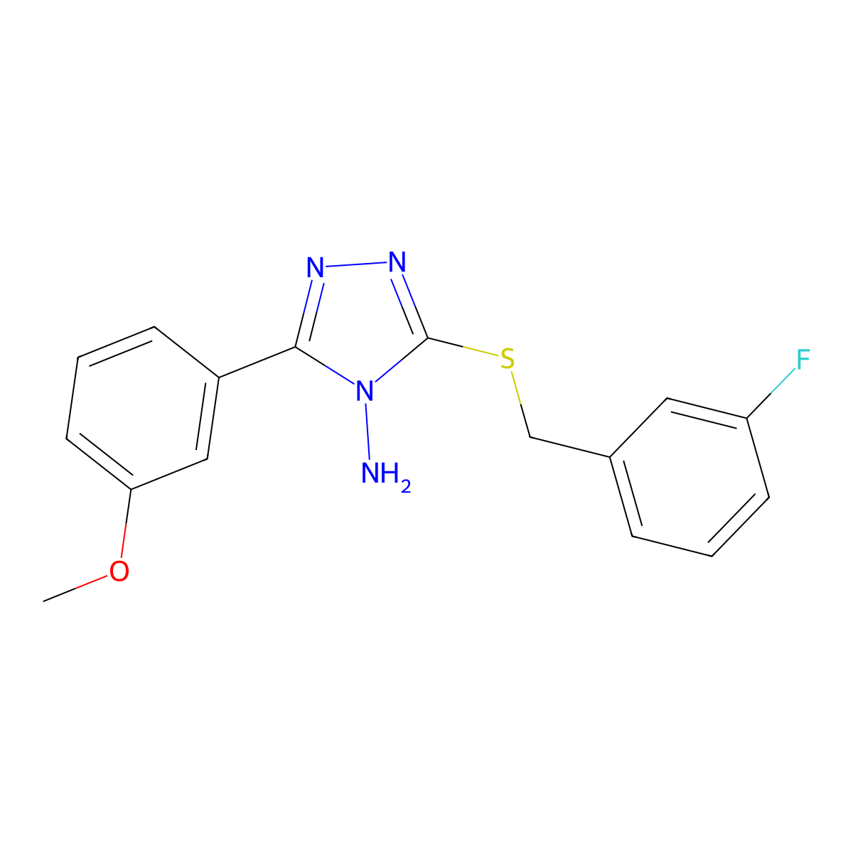 3-[(3-Fluorophenyl)methylthio]-5-(3-methoxyphenyl)-1,2,4-triazole-4-ylamine molecular structure, CAS 677309-94-3