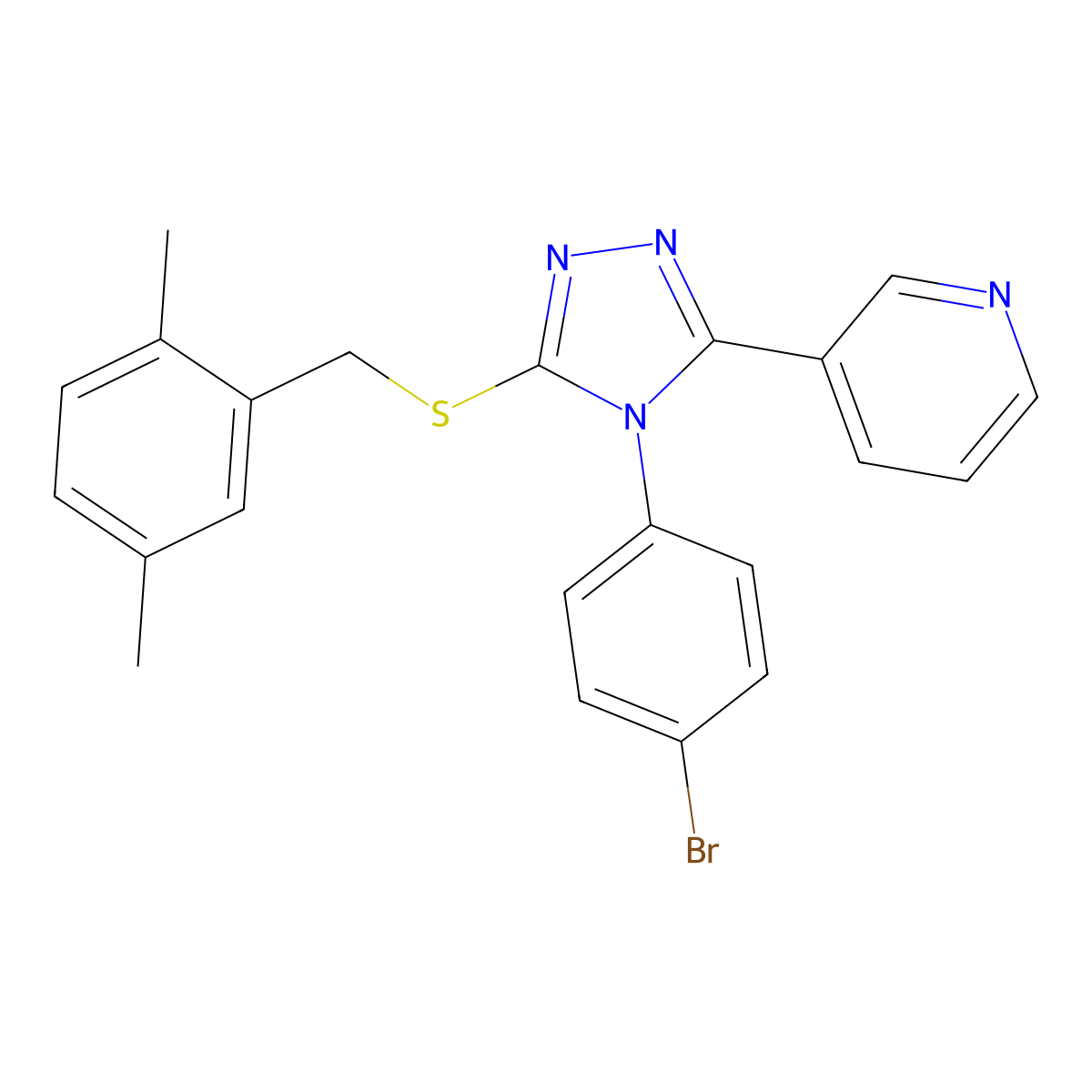 4-(4-BR-PH)-5-(3-Pyridinyl)-4H-1,2,4-triazol-3-YL 2,5-dimethylbenzyl sulfide molecular structure, CAS 677310-89-3
