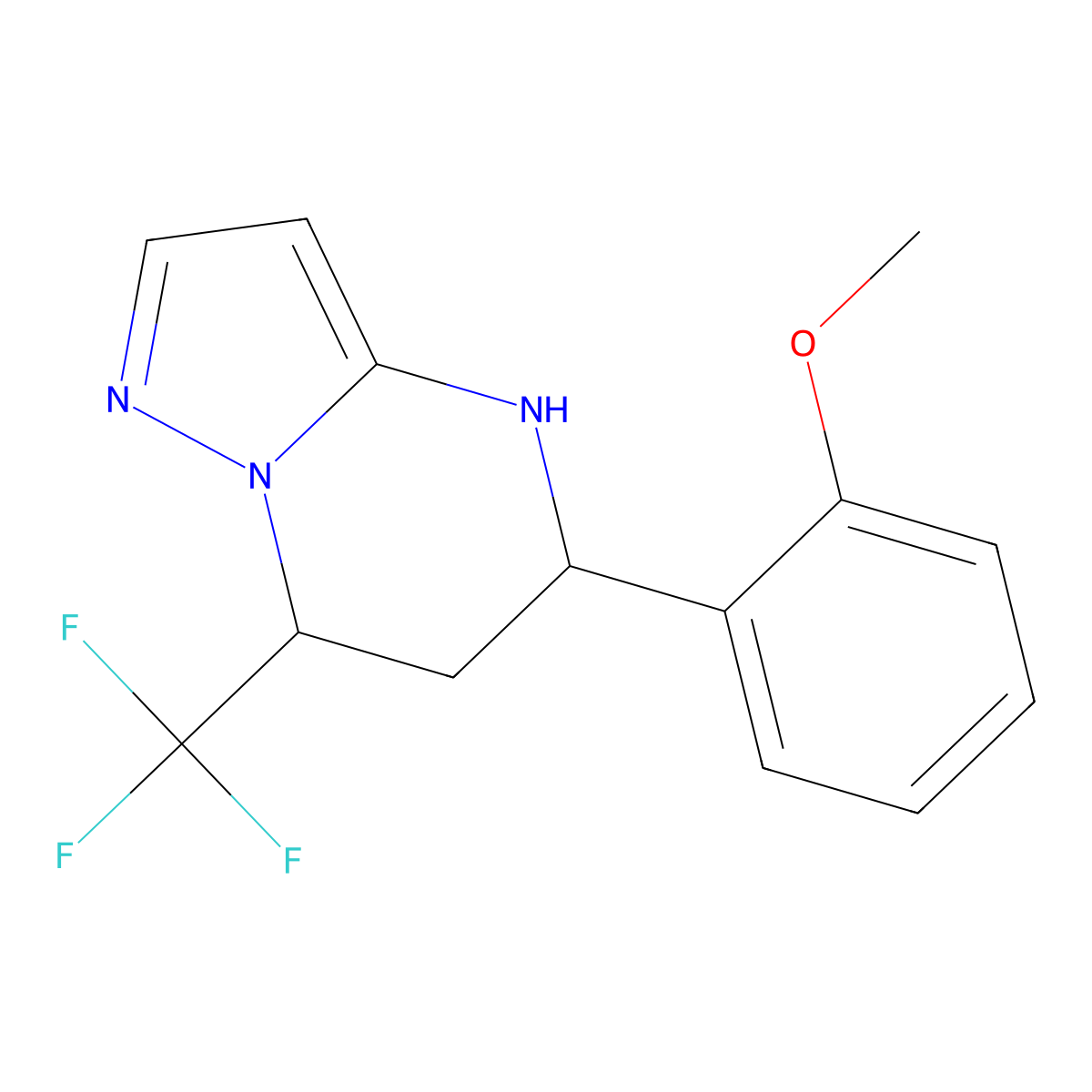 5-(2-Methoxyphenyl)-7-(trifluoromethyl)-4,5,6,7-tetrahydropyrazolo[1,5-a]pyrimidine molecular structure, CAS 677311-06-7
