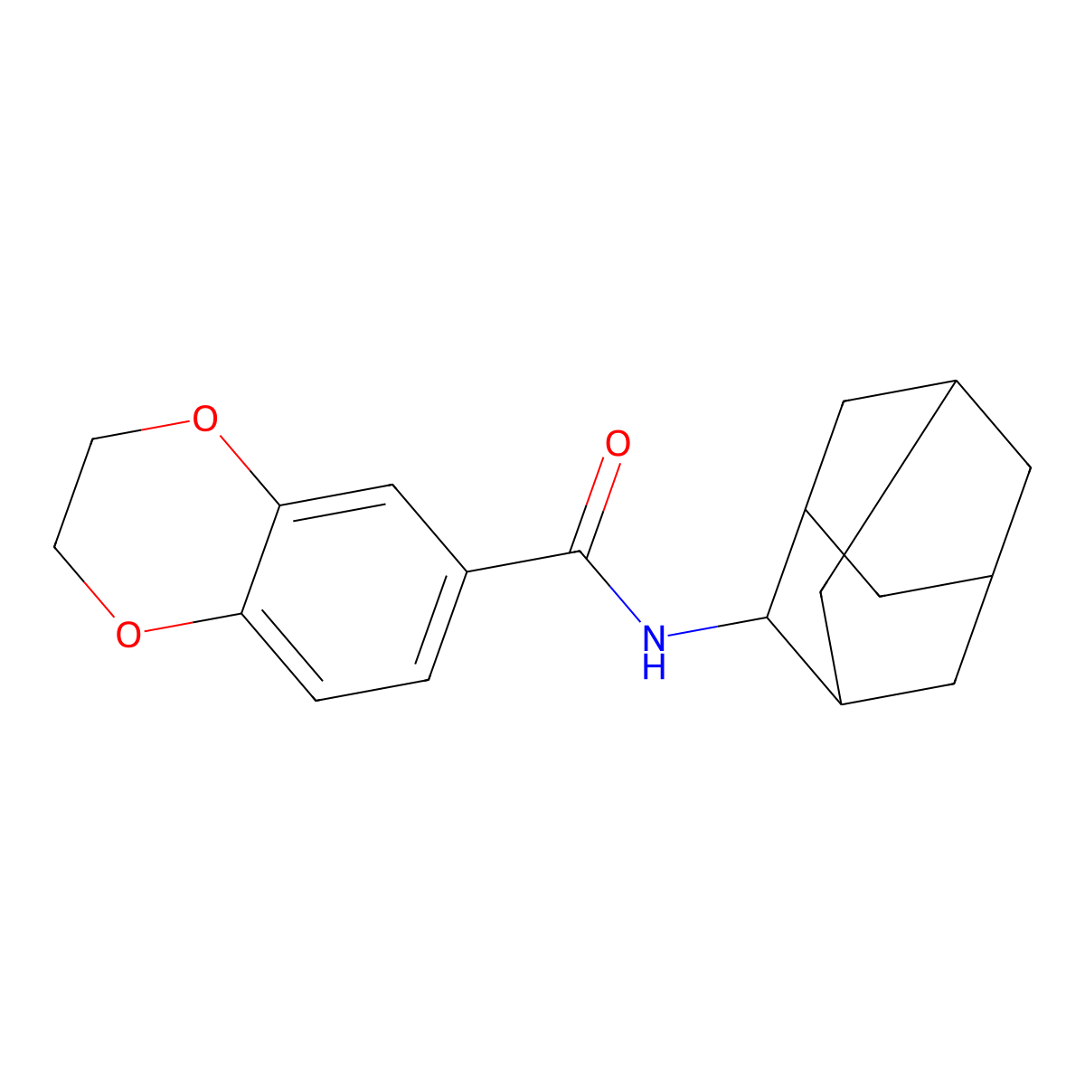 N-(2-adamantyl)-2,3-dihydro-1,4-benzodioxine-6-carboxamide molecular structure, CAS 677311-23-8