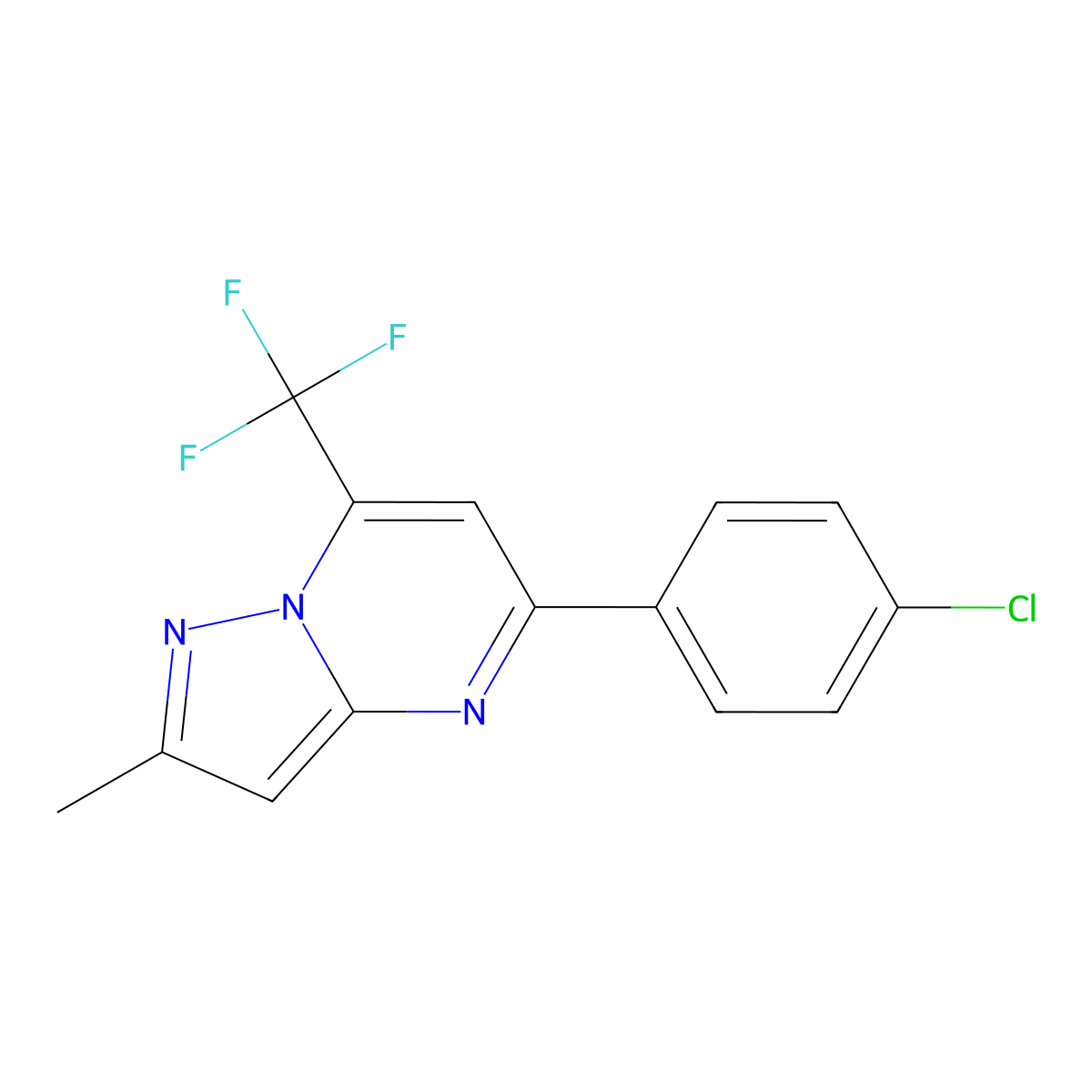 5-(4-Chlorophenyl)-2-methyl-7-(trifluoromethyl)pyrazolo[1,5-a]pyrimidine molecular structure, CAS 677311-39-6
