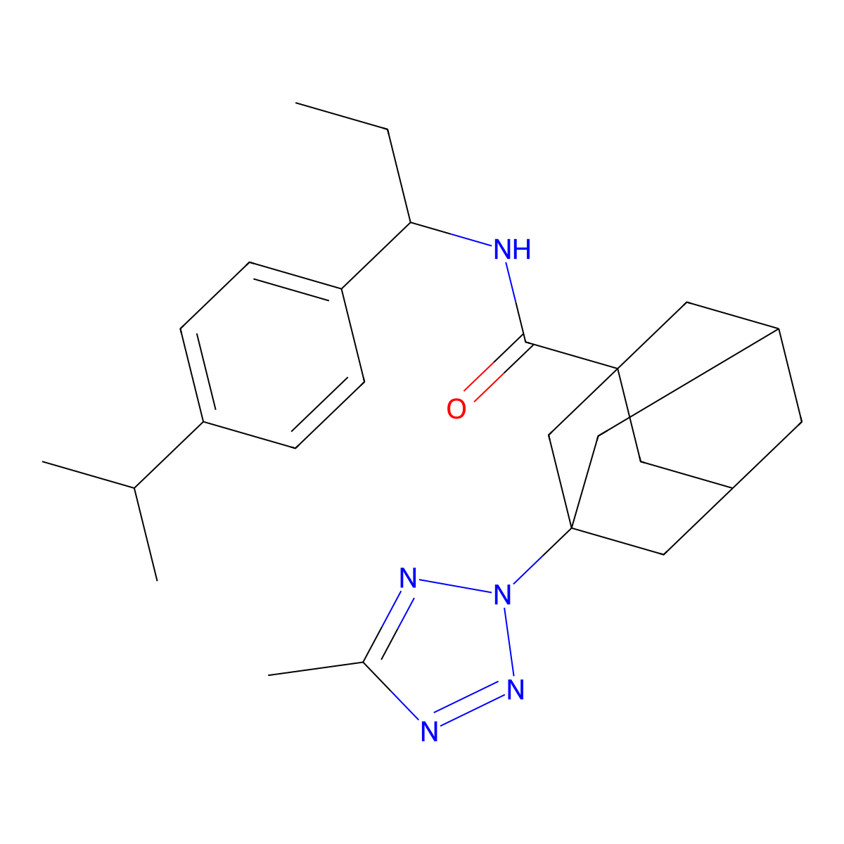 3-(5-methyltetrazol-2-yl)-N-[1-(4-propan-2-ylphenyl)propyl]adamantane-1-carboxamide molecular structure, CAS 677311-84-1