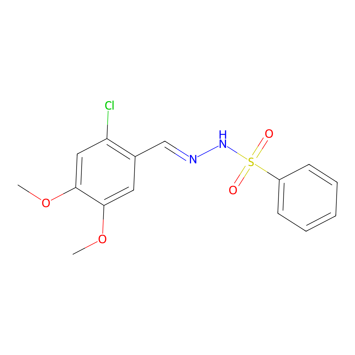 N'-(2-chloro-4,5-dimethoxybenzylidene)benzenesulfonohydrazide molecular structure, CAS 677312-08-2