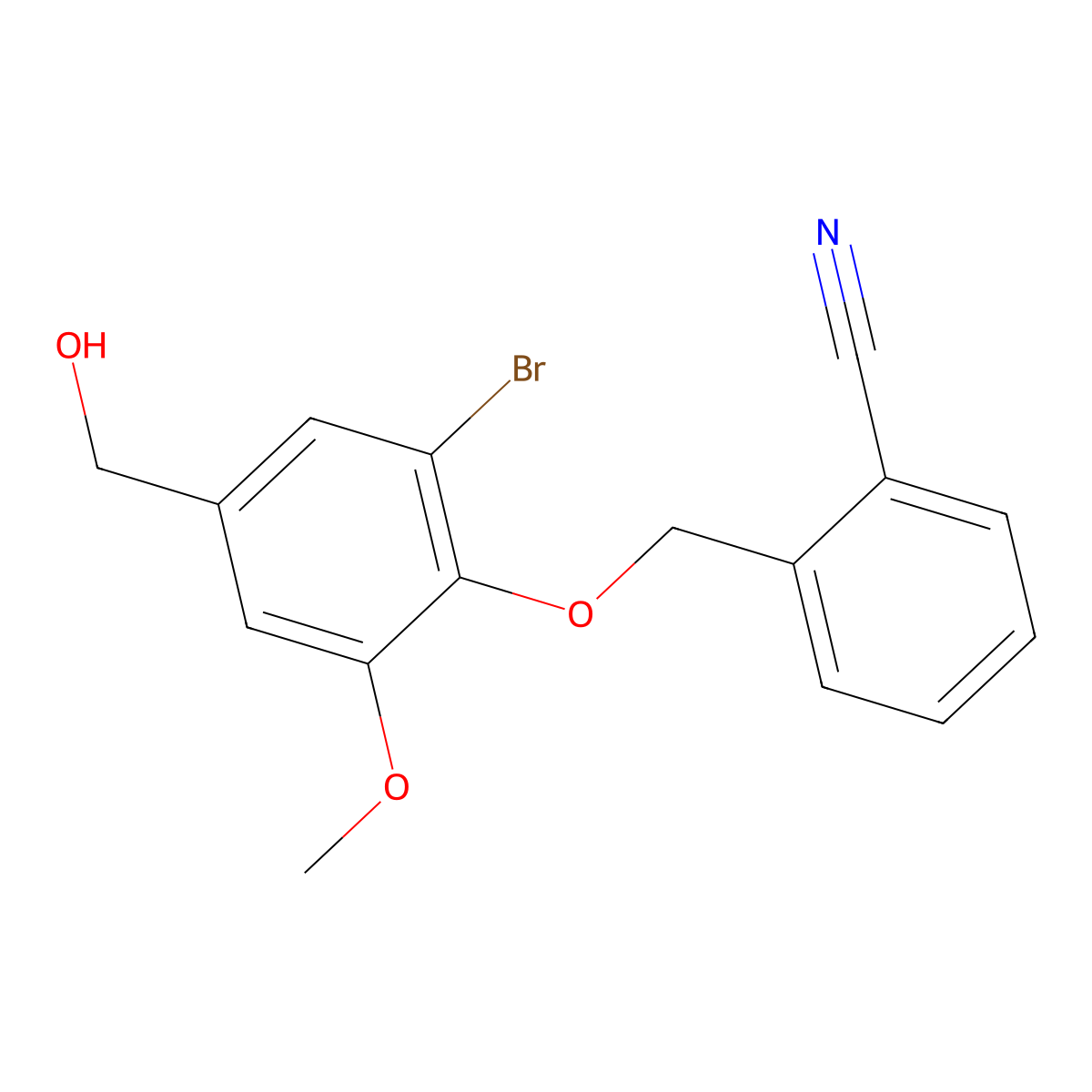2-[[2-Bromo-4-(hydroxymethyl)-6-methoxyphenoxy]methyl]benzonitrile molecular structure, CAS 677312-42-4