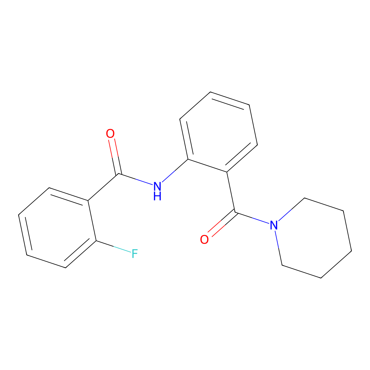 2-fluoro-N-[2-(piperidin-1-ylcarbonyl)phenyl]benzamide molecular structure, CAS 677319-89-0