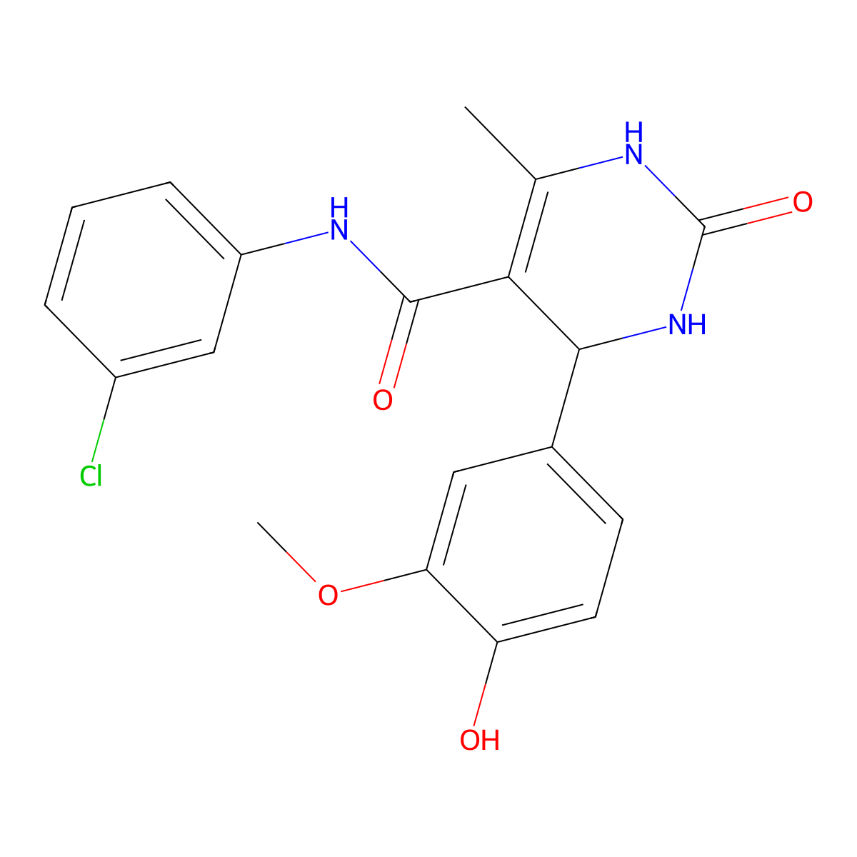 N-(3-chlorophenyl)-4-(4-hydroxy-3-methoxyphenyl)-6-methyl-2-oxo-1,2,3,4-tetrahydropyrimidine-5-carboxamide molecular structure, CAS 677320-91-1