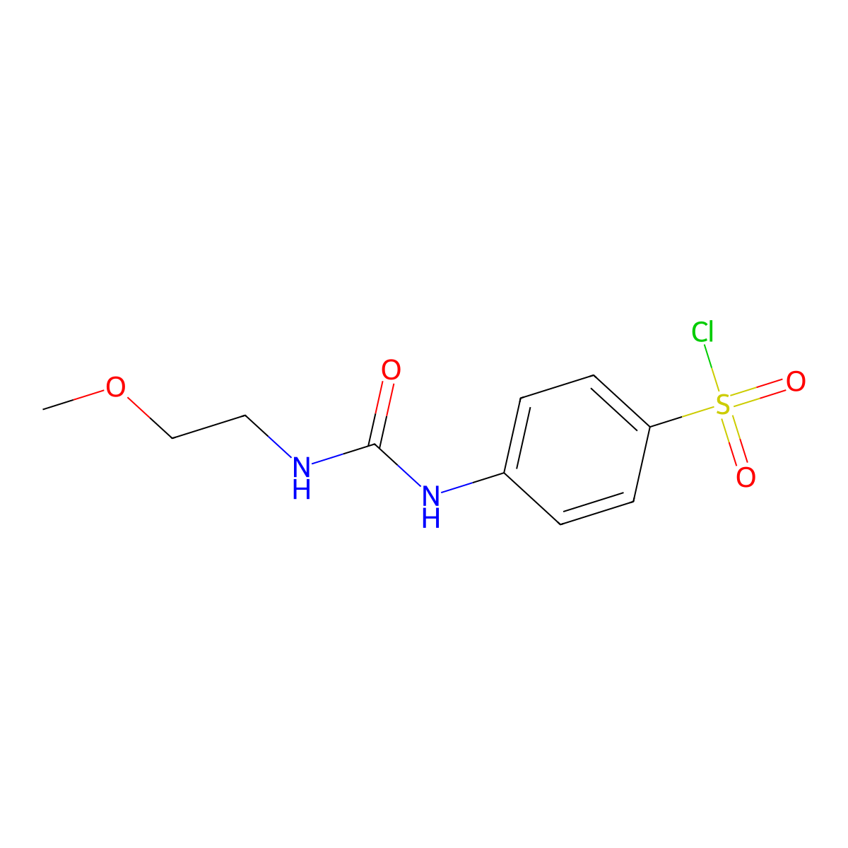 4-(3-(2-Methoxyethyl)ureido)benzene-1-sulfonyl chloride molecular structure, CAS 677326-99-7