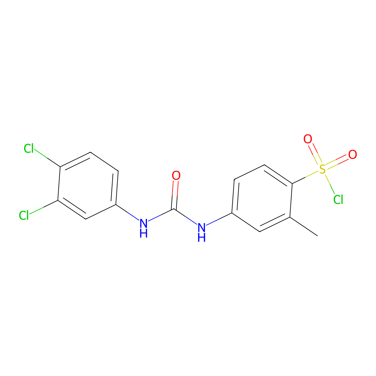 4-[3-(3,4-Dichloro-phenyl)-ureido]-2-methyl-benzenesulfonyl chloride molecular structure, CAS 677327-01-4