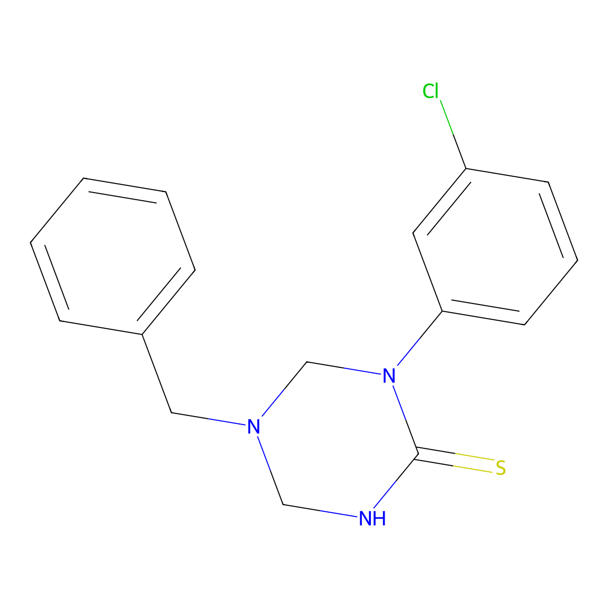 5-Benzyl-1-(3-chlorophenyl)-1,3,5-triazinane-2-thione molecular structure, CAS 677330-73-3