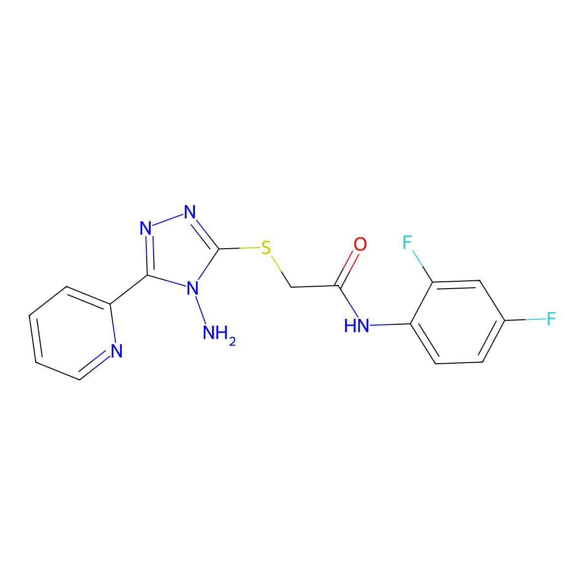 2-(4-amino-5-(2-pyridyl)(1,2,4-triazol-3-ylthio))-N-(2,4-difluorophenyl)acetam ide molecular structure, CAS 677331-36-1