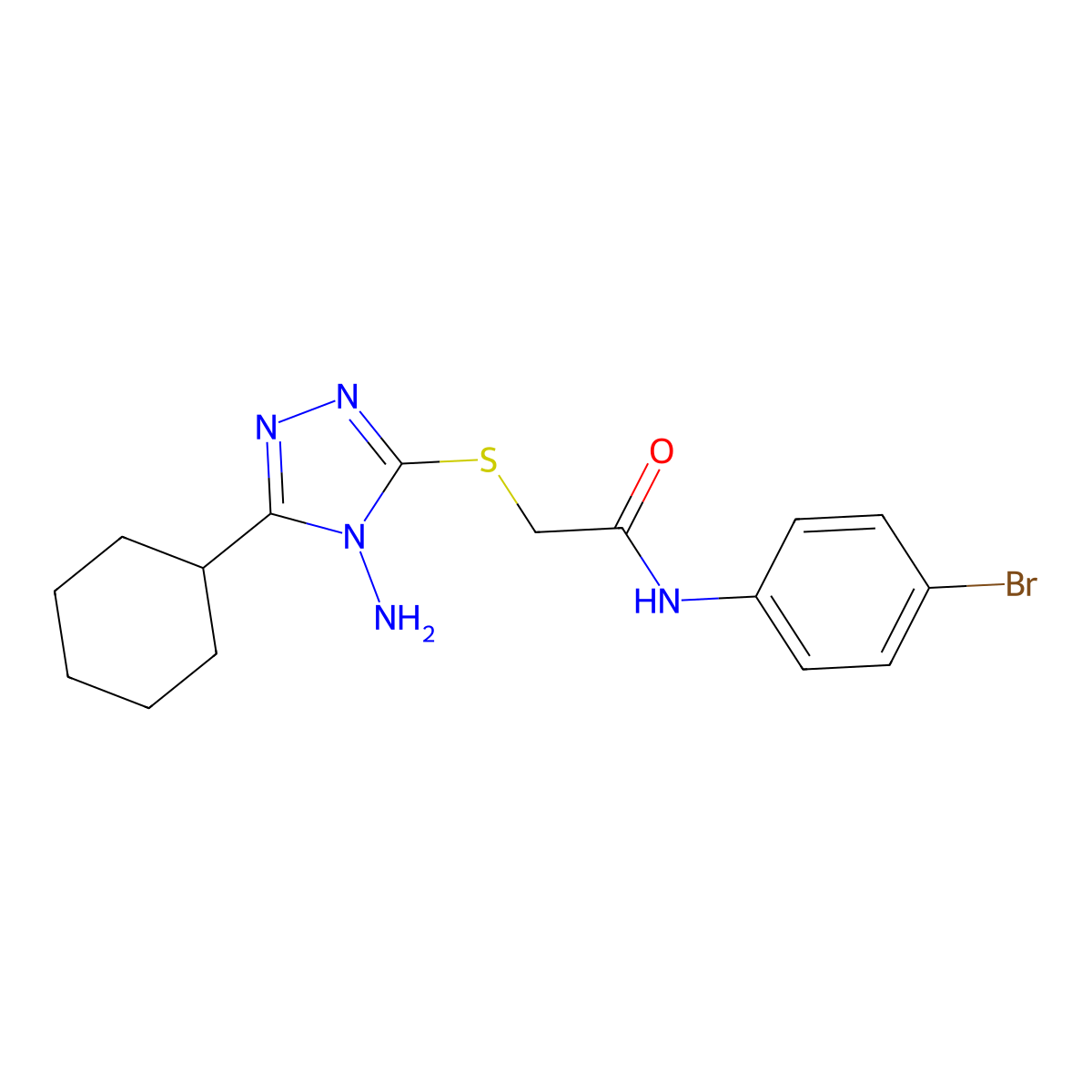 2-[(4-amino-5-cyclohexyl-4H-1,2,4-triazol-3-yl)sulfanyl]-N-(4-bromophenyl)acetamide molecular structure, CAS 677345-39-0