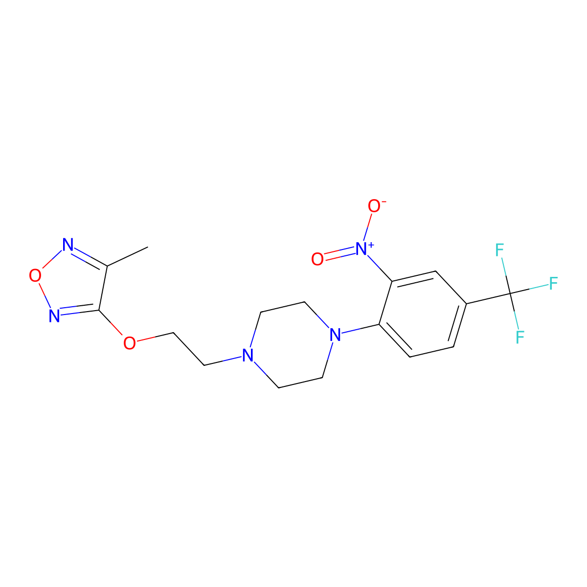 1-{2-[(4-Methyl-1,2,5-oxadiazol-3-yl)oxy]ethyl}-4-[2-nitro-4-(trifluoromethyl)phenyl]piperazine molecular structure, CAS 677345-87-8