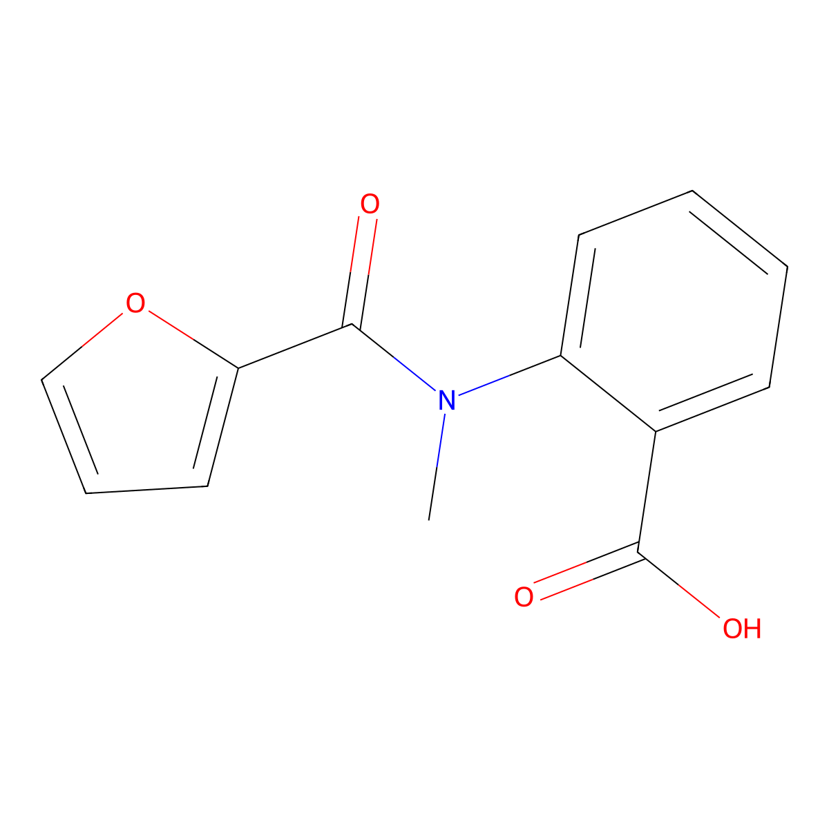 2-(N-methylfuran-2-amido)benzoic acid molecular structure, CAS 67735-53-9