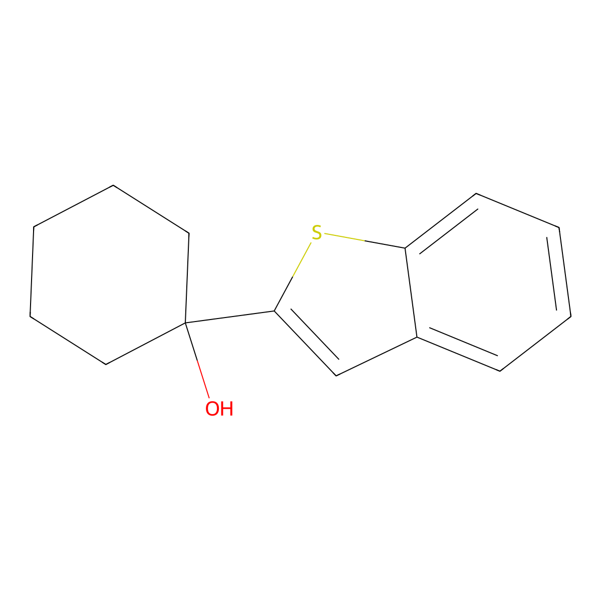 Cyclohexanol, 1-benzo[b]thien-2-yl- molecular structure, CAS 6774-43-2